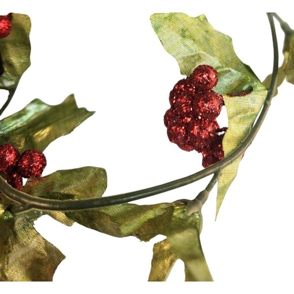Glitter Holly Berry Christmas Garland 6 Ft Each Set Of 4 Holiday Decor New - Picture 8 of 9